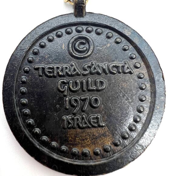 Vintage 1970 Enamel Medallion Terra Sancta Guild Israel Pendant 13" - Picture 3 of 7